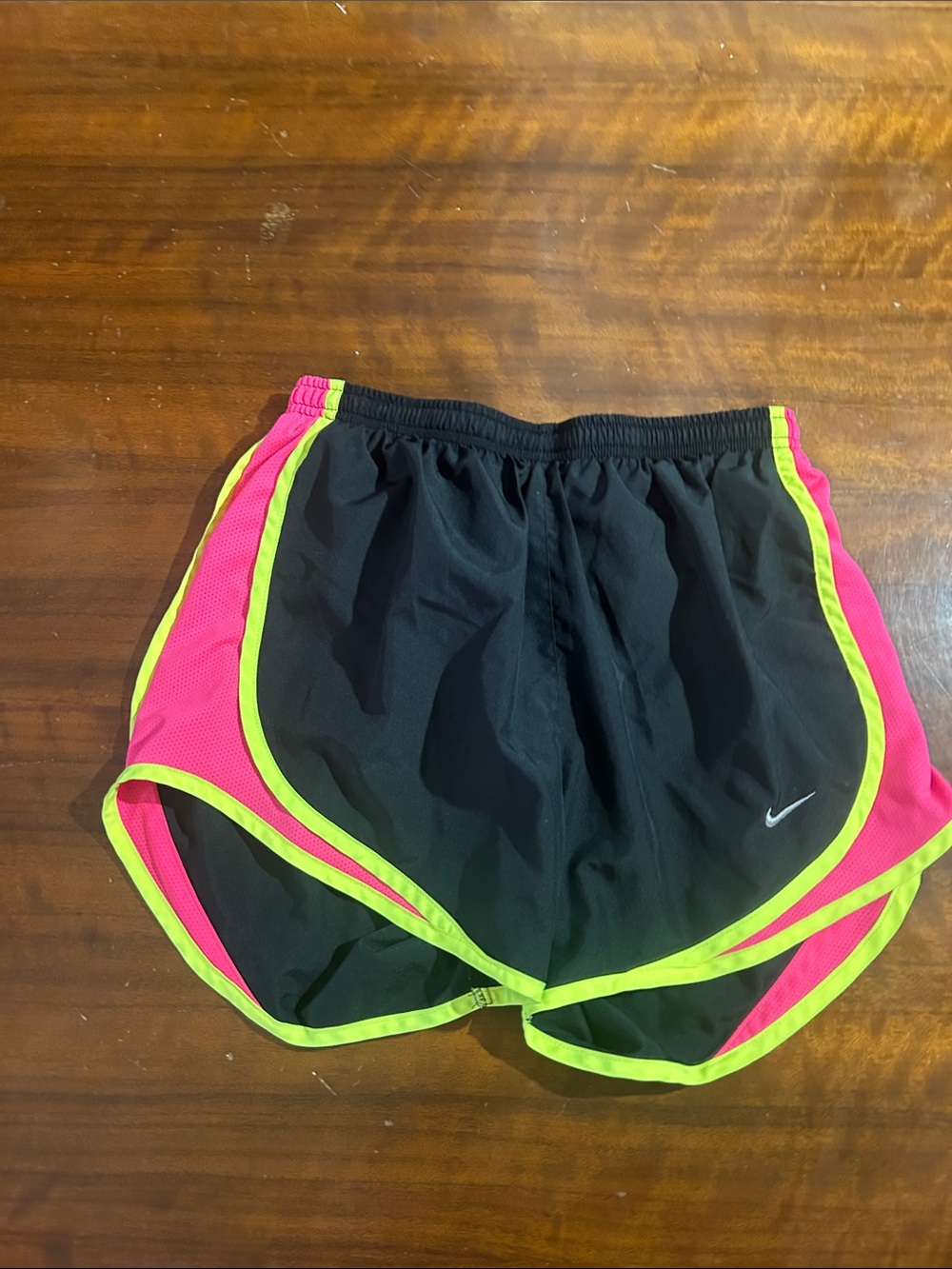 Nike Women’s Black Shorts with Pink Panels & Neon Trim